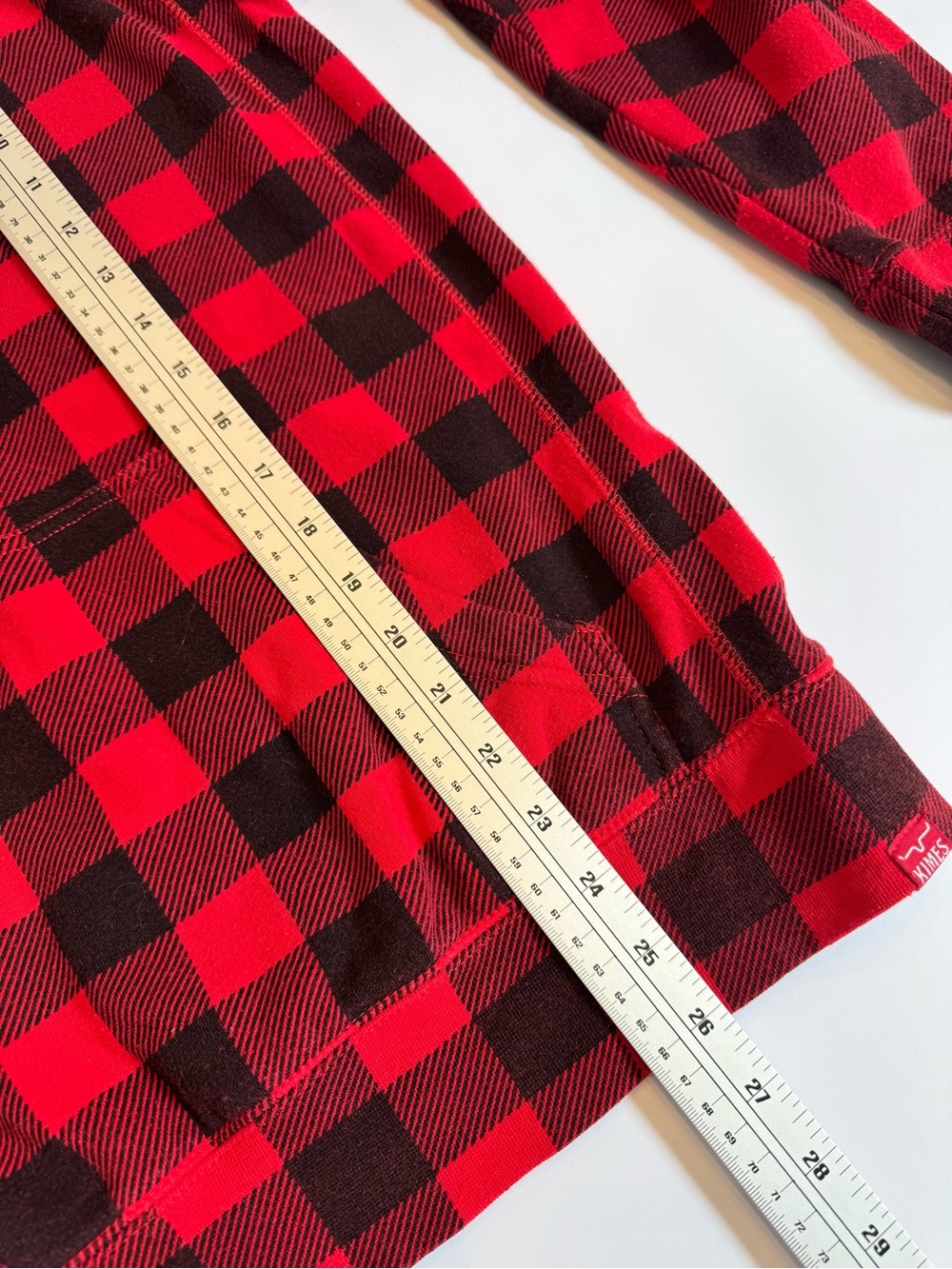Kimes Ranch Red Black Buffalo Plaid Longhorn Logo Hoodie Sweatshirt Large - Picture 7 of 9